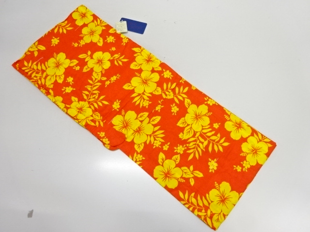 JAPANESE KIMONO / UNUSED RABISSAN LUCE HIBISCUS PATTERN YUKATA